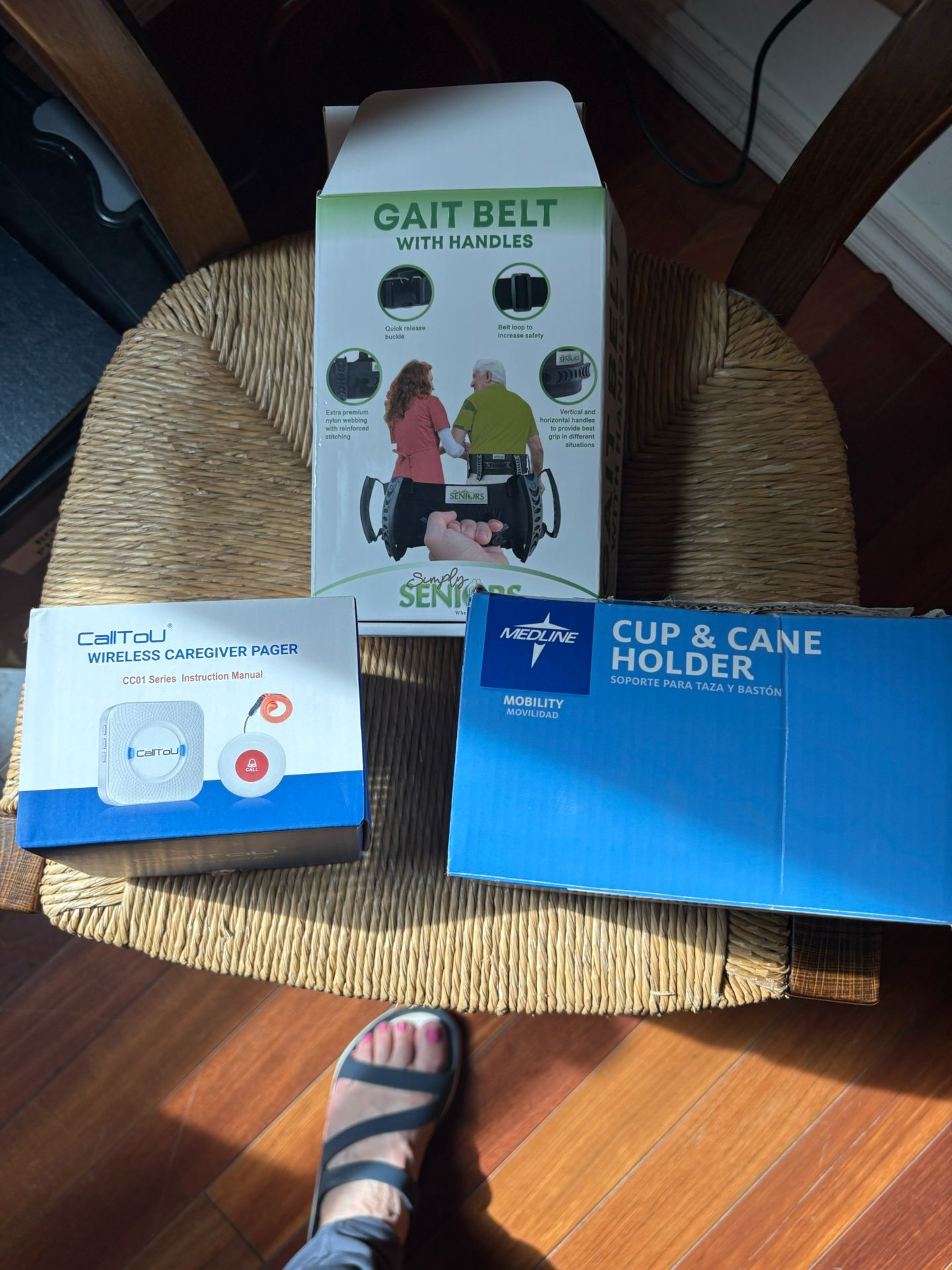 Care Giver Pager, Gait belt, Cup & Cane Holder For Walker