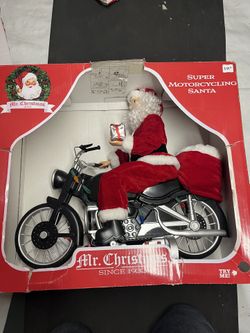 Mr. Christmas Motorcycling Musical Animated Plush Santa 20" Lighted New in Box
