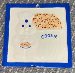 1999 Pillsbury Doughboy Poppin Fresh Ceramic Cookies Trivet Wall Hanging Decor (READ DESC)