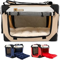 🐶 New Extra-Large Pet Carrier 🐱 24"x16"x16" | 20"x13"x13 (Tan- Red-Navy) Soft Crate ✨ –  Large $50 - Small $40