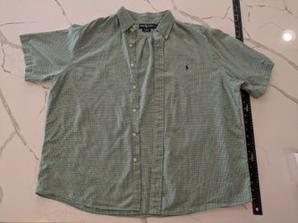Ralph Lauren Monroe Shirt Mens XL Green Blue Plaid Short Sleeve 100% Cotton