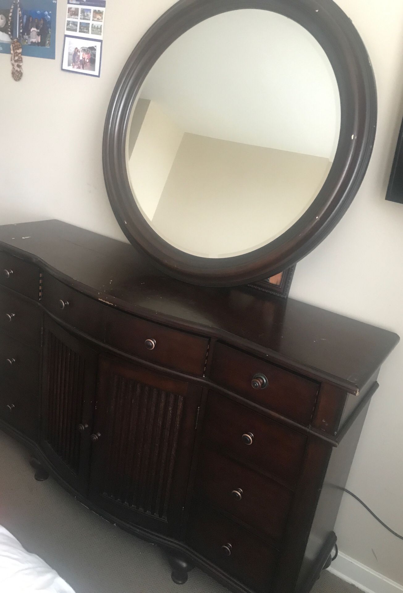 Dresser and mirror $100 negotiable, headboard $250 negotiable, and two night stands $80...... for pick up tomorrow