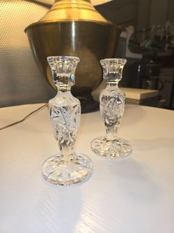 Vintage Cut Crystal Taper Candlestick Holders