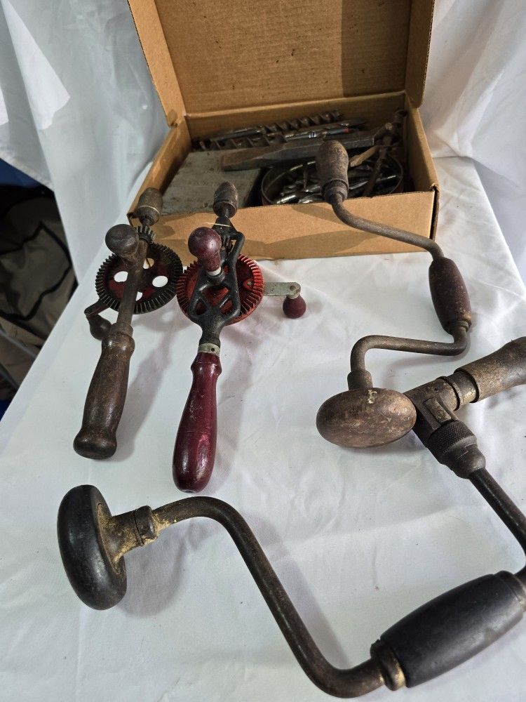 Antique Tools, Hand Drills And Drill Bits