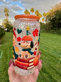 Snoopy and Charlie Brown Starbucks Fall Snow globe Tumbler 16oz