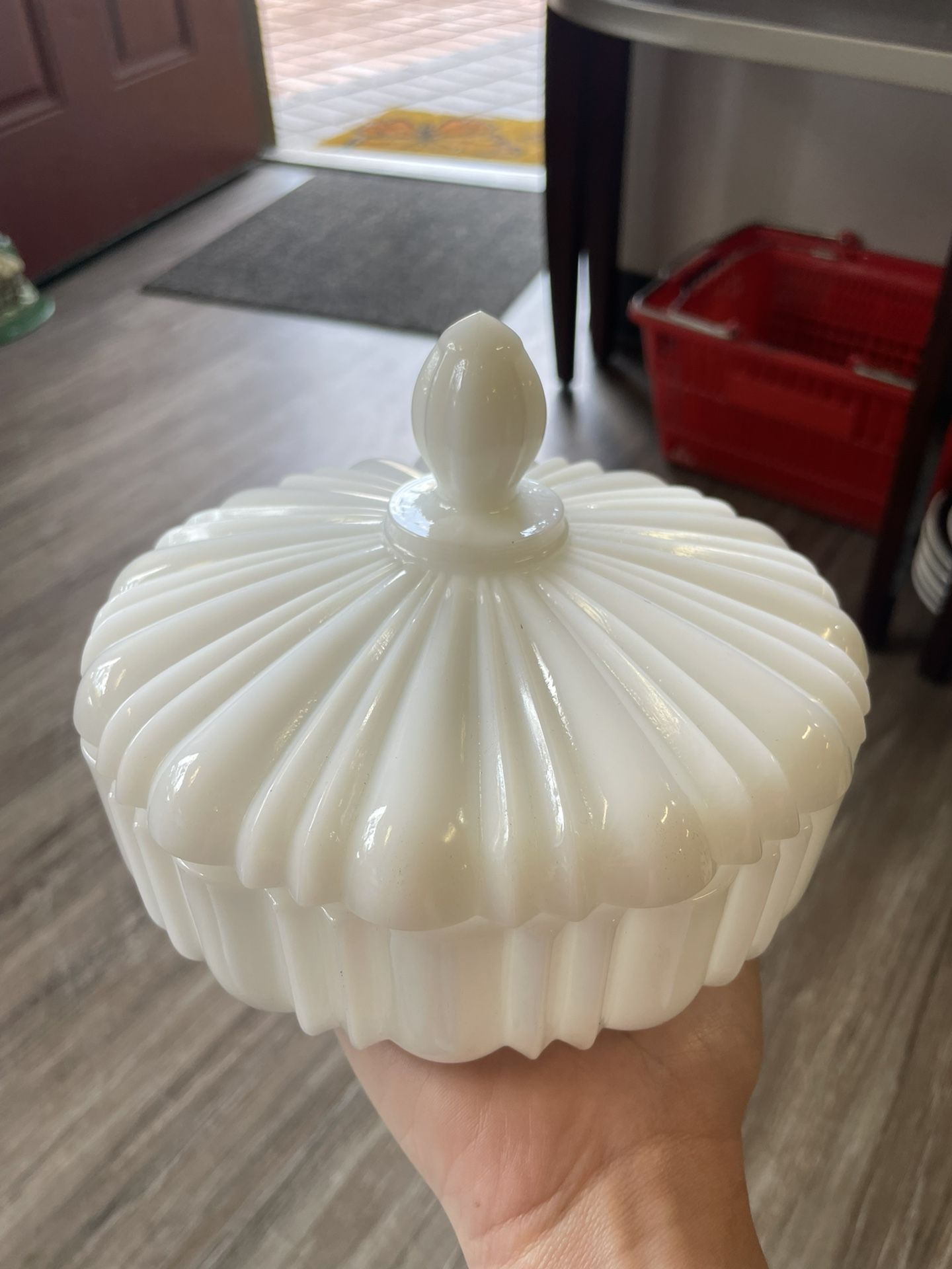 Vintage Milk Glass Lidded Candy Dish