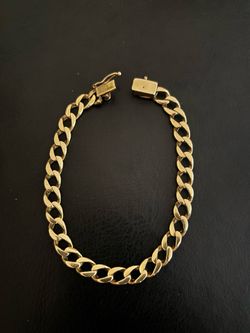 14k Solid Yellow Gold Thick Cuban Curb Bracelet 8 Inches, 6mm width, 19.4 grams