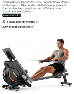 YOSUDA Rowing Machine for Home, Magnetic Rower Machine for Beginners to Athletes, Use with Resistance Adjustment Function, Bluetooth, App Supported, L