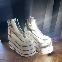 Club Exx Discotheque Glitter Platform Boots
