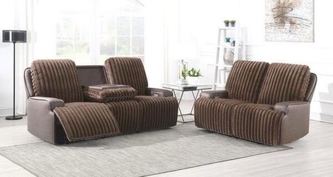 2pc sofa and Loveseat dark chocolate 4 recliners