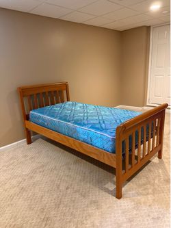 Twin bed frame and mattress