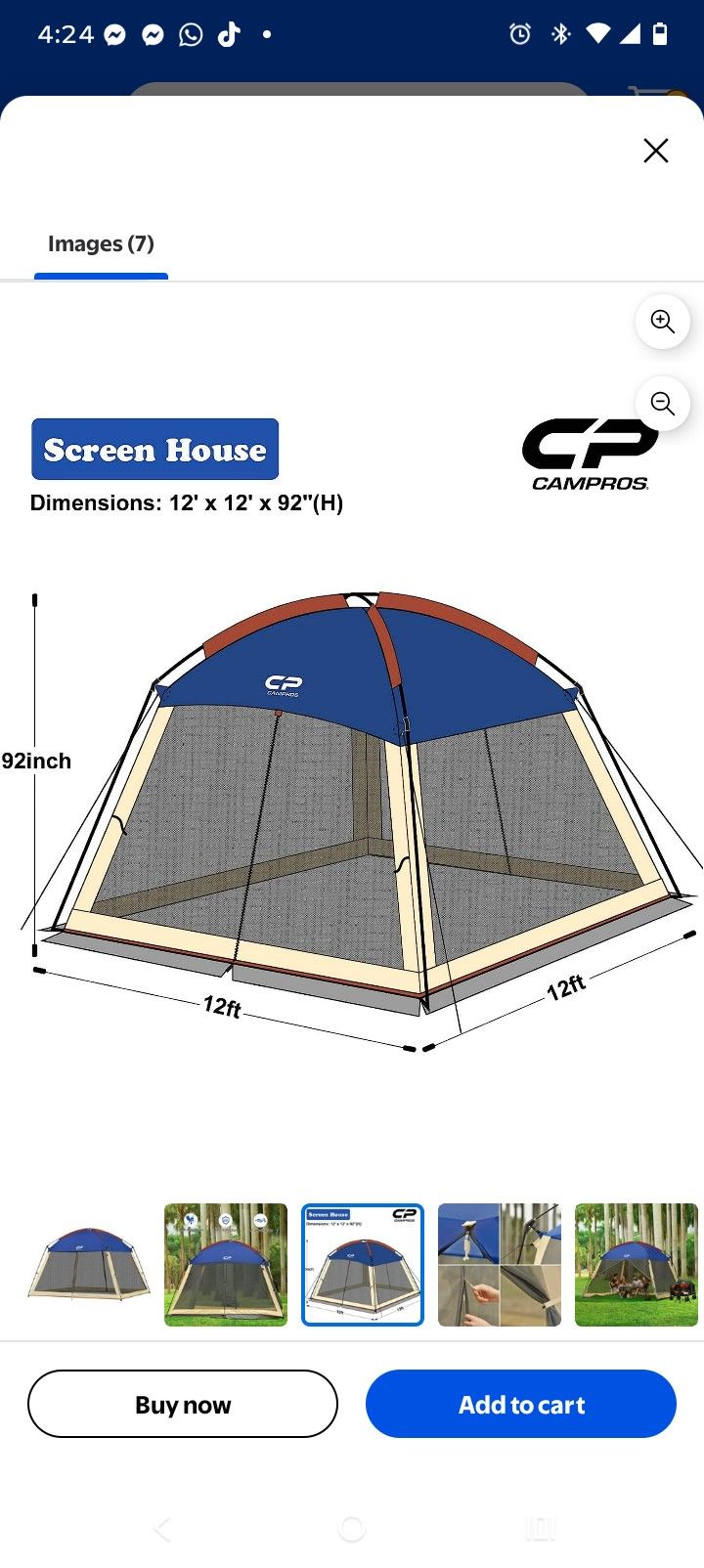12ft X 12ft X 9in Screen House
