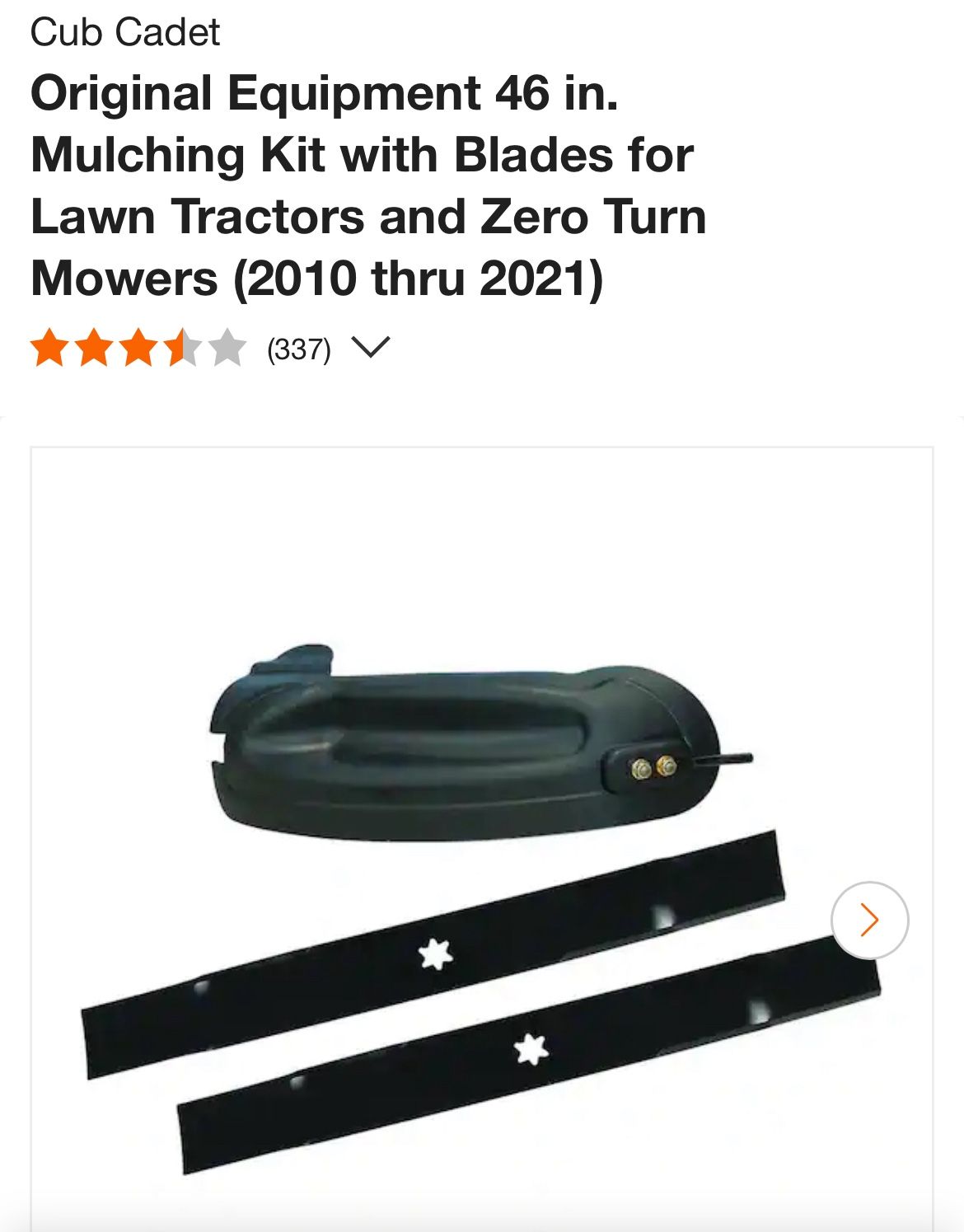 Cub Cadet Original Equipment 46 in. Mulching Kit with Blades for Lawn Tractors and Zero Turn Mowers (2010 thru 2021)