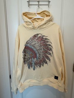 Eternity BC AD Mens Hoodie 3XL Cream Rhinestone Native American Skull Chiefs