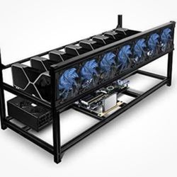 Kingwin 8 GPU Miner Rig Case Frame – Premium Stackable Aluminum Mining Rig Enclosure for Efficient Crypto Mining, Test Bench PC Case.