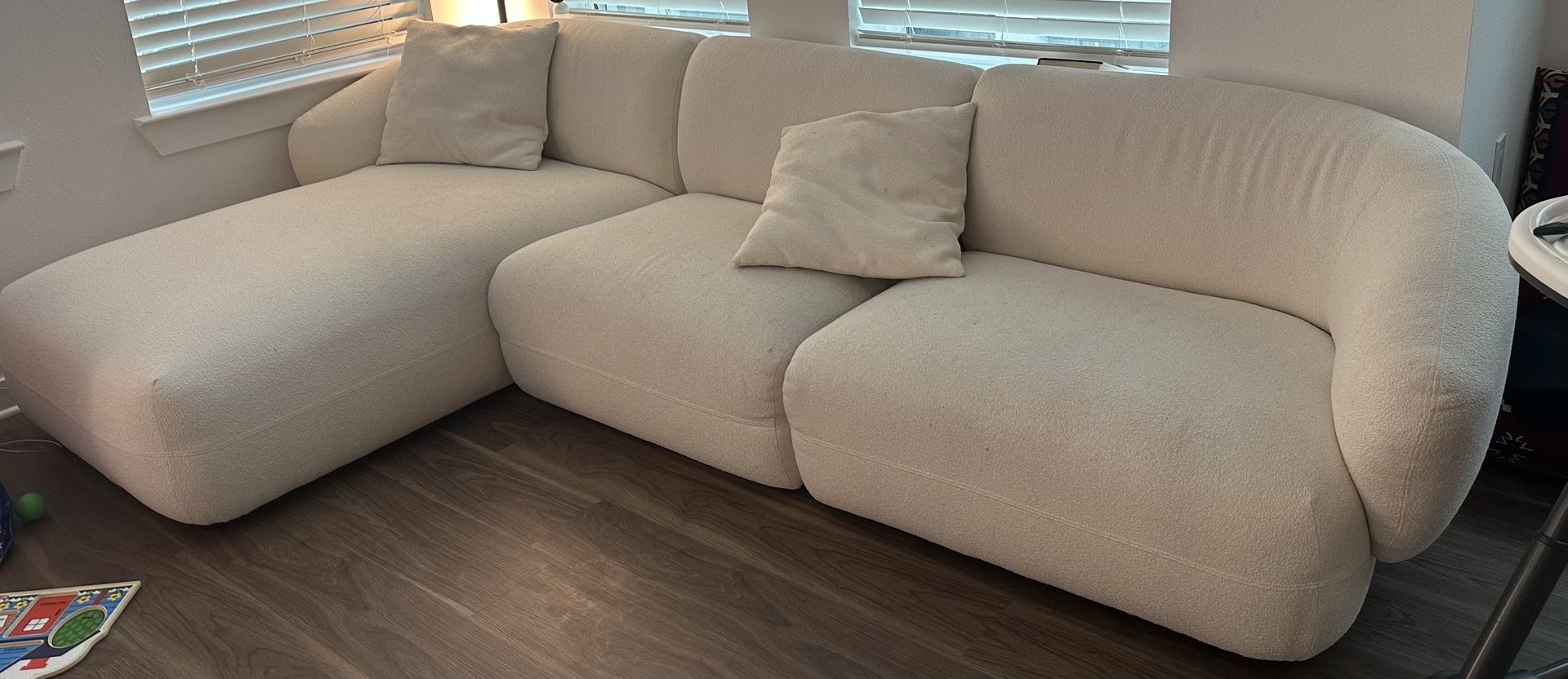 White Boucle Sectional