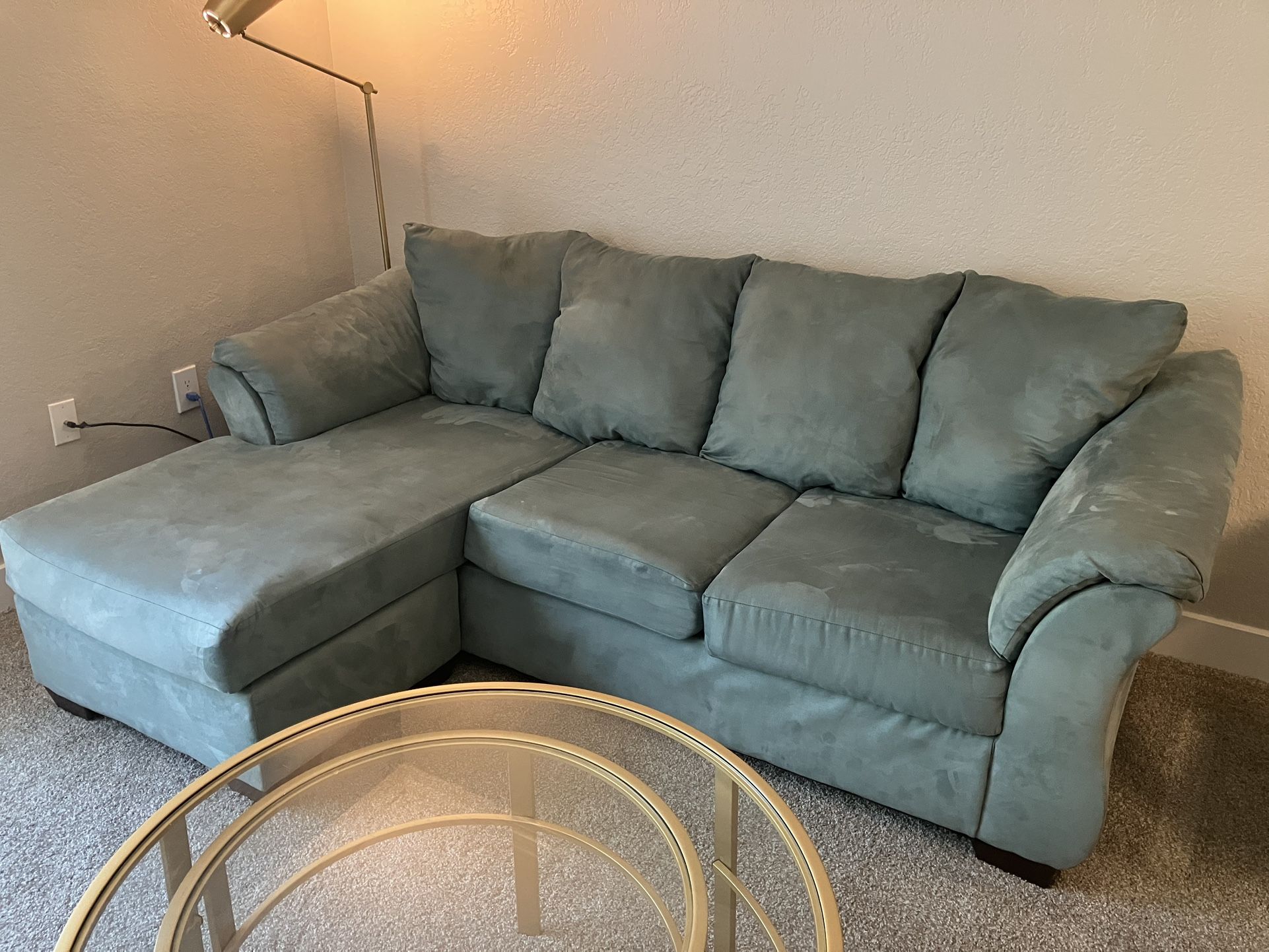 Green Couch With Reversible Chaise