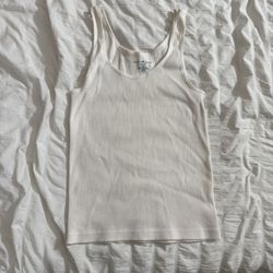 cream ribbed tank top