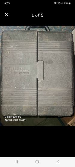 Allied tool set housed in a durable plastic storage case
