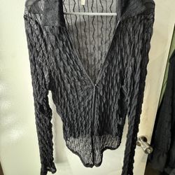 Plus Size Black Sheer Cardigan