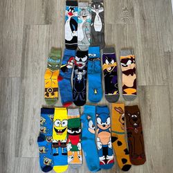 Cartoon Socks Character Socks Fun Casual Socks Size 6-10 4 Pair For $12