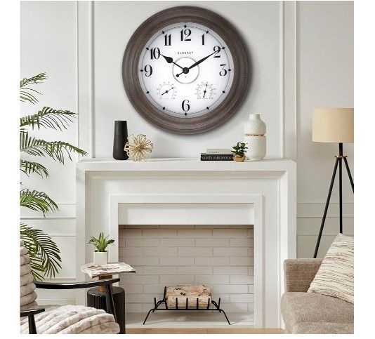 NEW IN BOX! 24" LED Illuminated Outdoor Wall Clock (Grey Oak) π₯