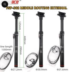 Dropper Seatpost MTB 125mm Travel 27.2/30.9/31.6mm  External Cable Routing Remote