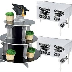 1 Graduation Cupcake Holder And 2 Table Covers NEW  In Original Packaging.

10 sets available 