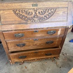 Vintage Drop Front Secretary Writing Desk Bureau, with bookcase to rest on top