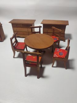 Dollhouse Miniature Wood Furniture Set