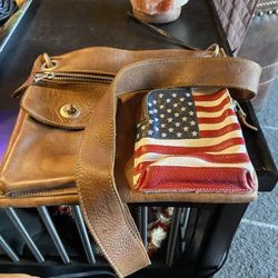 Vintage Roots Cross Body Leather Purse 11”x9”  Like New Great Condition 