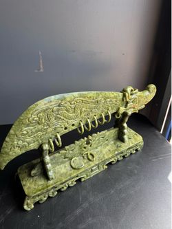 Jade Dragon Decorative Sword with Stand
