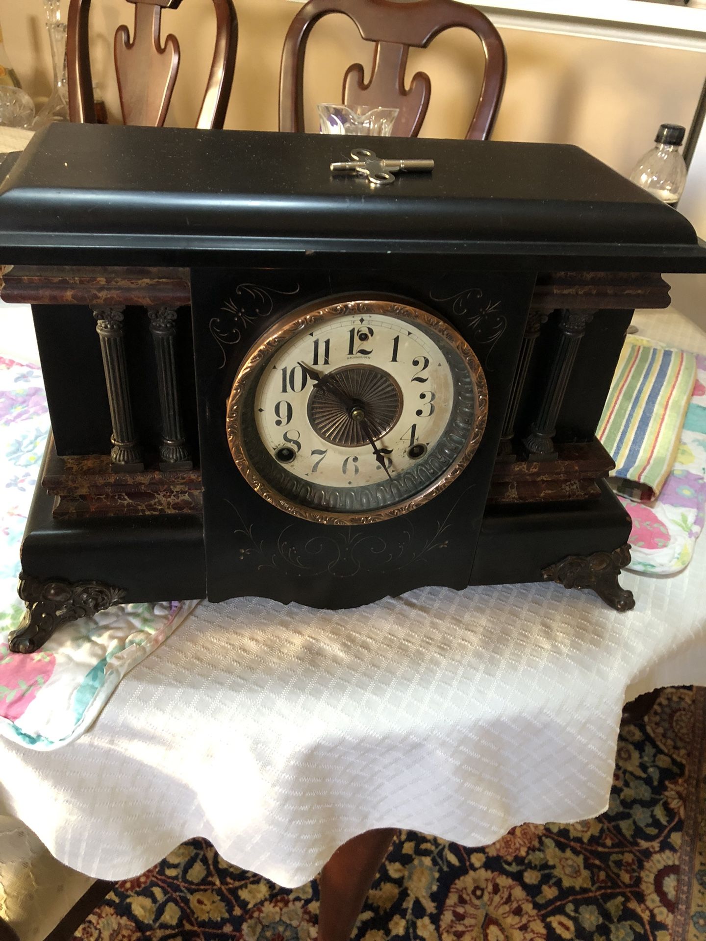 Antique 8 Day Sessions Mantel Clock 