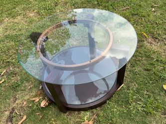 Round glass coffee table