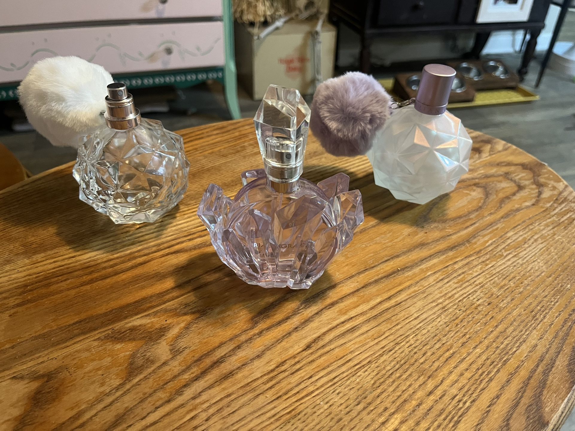Set of (3) EMPTY Ariana Grande Perfume bottles - Ari, Moonlight, & REM
