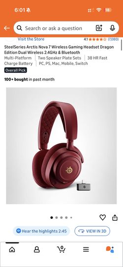 SteelSeries Arctis Nova 7 Wireless Gaming Headset Dragon Edition Dual Wireless 2.4GHz & Bluetooth