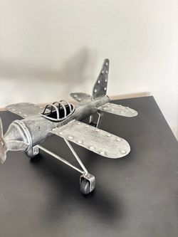 Vintage Metal Biplane Decorative Model