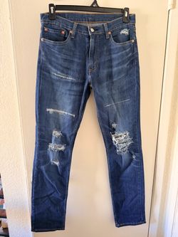 Levi’s 511 Men’s Jeans W32 L34 Slim Fit Blue Distressed Ripped Denim