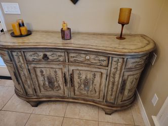 Hand-Painted Tuscan Style Credenza Sideboard