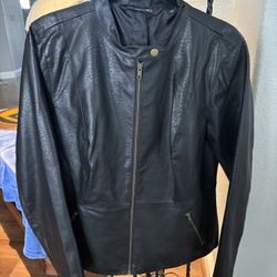 Women’s COLLEEN LOPEZ Black Faux Leather Jacket Made In India 