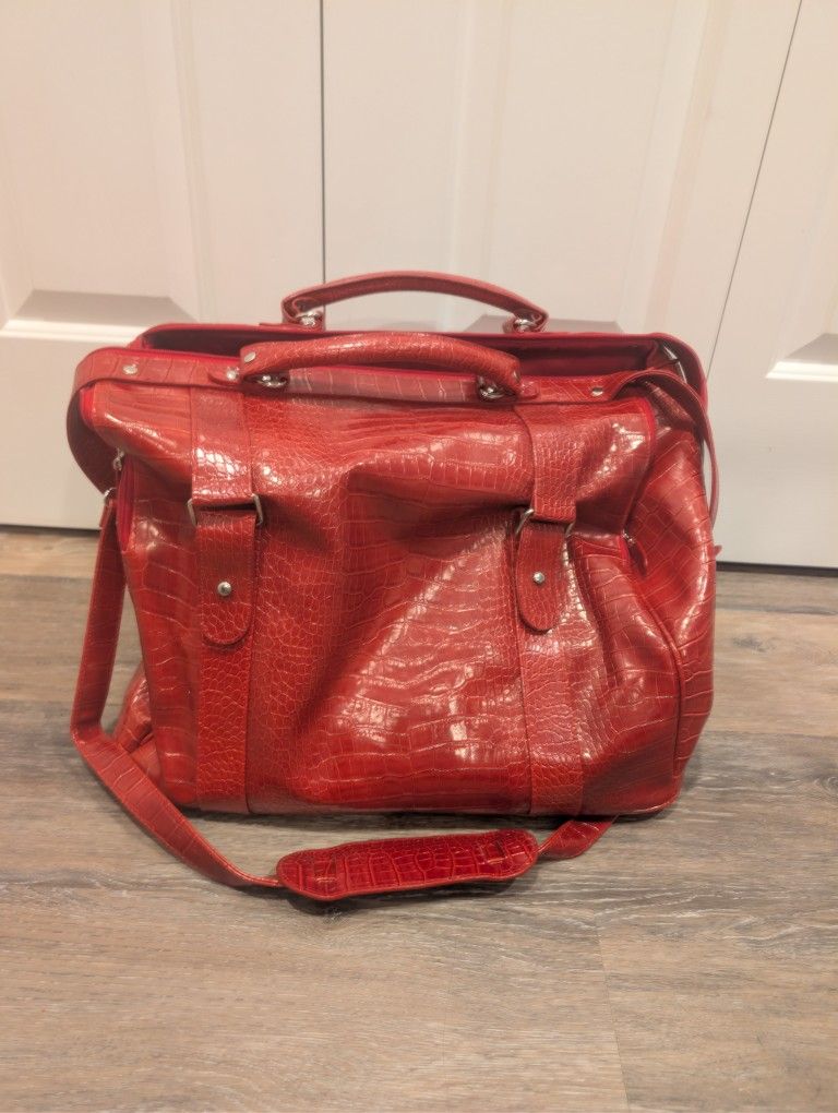 Vintage Bath And Body Works Faux Alligator Travel Duffle Bag