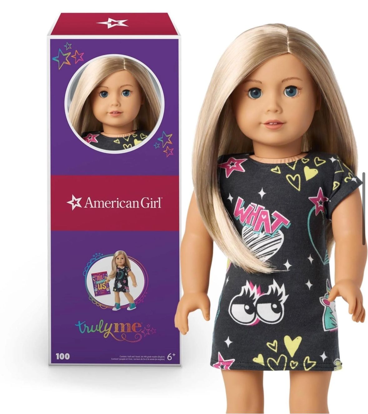 Truly Me™ 18-inch Doll #100 with layered straight blonde hair