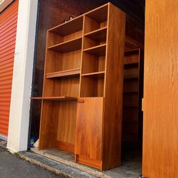 Beautiful Vintage Mid Century Modern Danish Teak Wall Desk with Lower Cabinet by “UP”