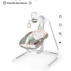 Ingenuity InLighten 5-Speed Baby
Swing, Swivel Infant Seat, Nature
Sounds, Lights- Pink, Nally