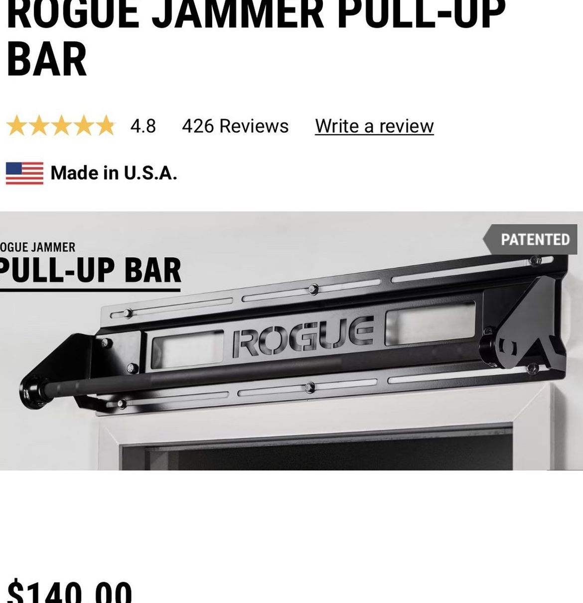 Rogue Jammer Pull-Up Bar