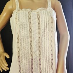 Vintage DEENA Pleated Lace Camisole Top in Off White Size 36 M