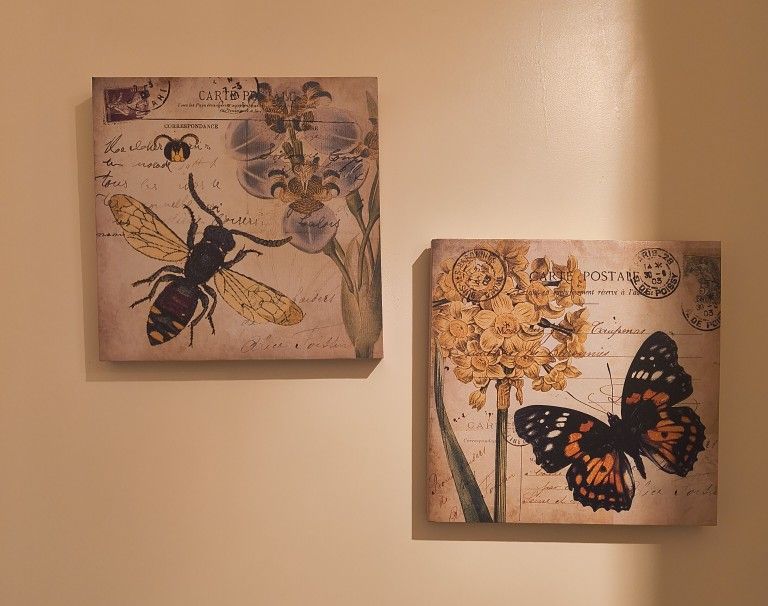 A Pair Of 12x12 Inches Wall Decor With Matching Bag