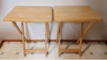 Winsome Alex Folding TV Tray, Snack Tables, Rubberwood, Natural, Set of 2, 26" Like New