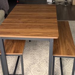 Extendable Dining Table + 2 Benches