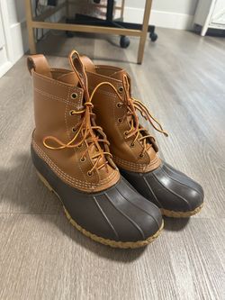 L.L. Bean Women’s Bean Boot — Tan and Dark Brown — Size 8W